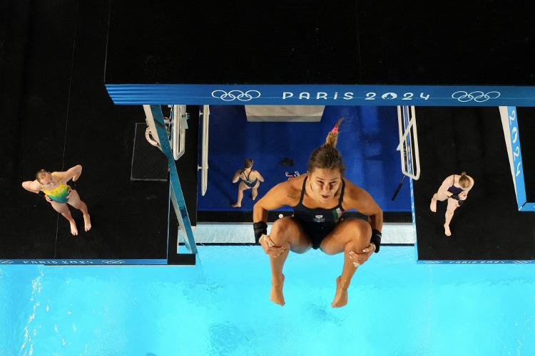 A italiana Chiara Pellacani durante um treinamento de salto ornamental, no último dia 29