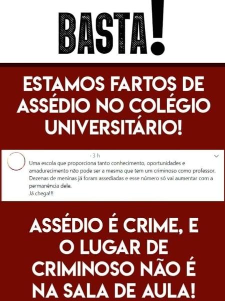 Cartaz feito por alunos da UFMA contra assédio sexual - Divulgação