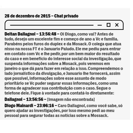 Print de diálogos vazados entre Diogo Mainardi e Deltan Dallagnol no The Intercept Brasil - reprodução