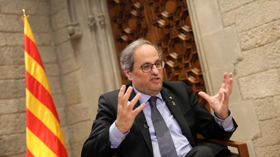 7.fev.2020 - O presidente regional da Catalunha, Quim Torra, em entrevista para a Reuters - Nacho Doce/Reuters