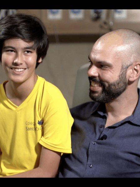 Bruno Covas recebe a visita do filho Tomás durante internação no hospital Sírio Libanês, em dezembro de 2019