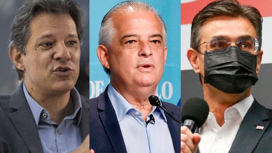 Haddad, França e Garcia são pré-candidatos à cadeira no Palácio dos Bandeirantes - UOL