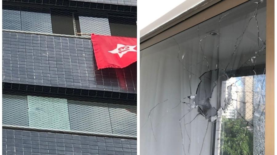 Polícia investiga tiro em janela com bandeira do PT - Reprodução/Redes Sociais