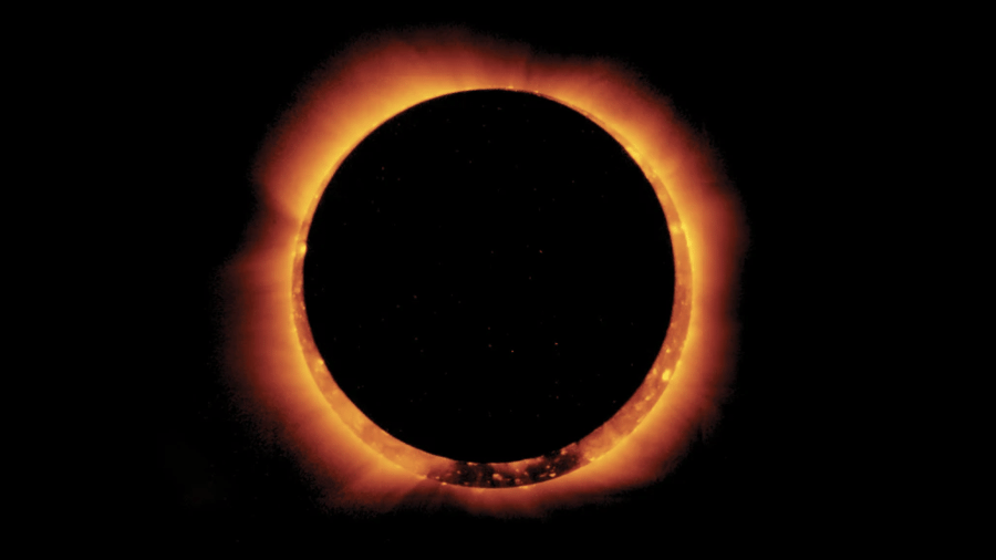 Eclipse solar anular, também chamdo de "anel de fogo" - JAXA/NASA