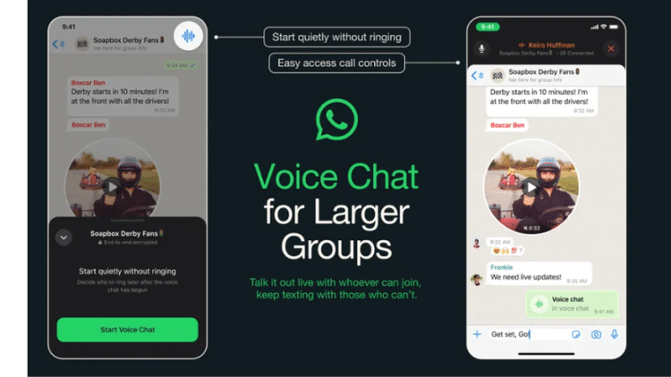 WhatsApp lança chat por voz para grandes grupos 