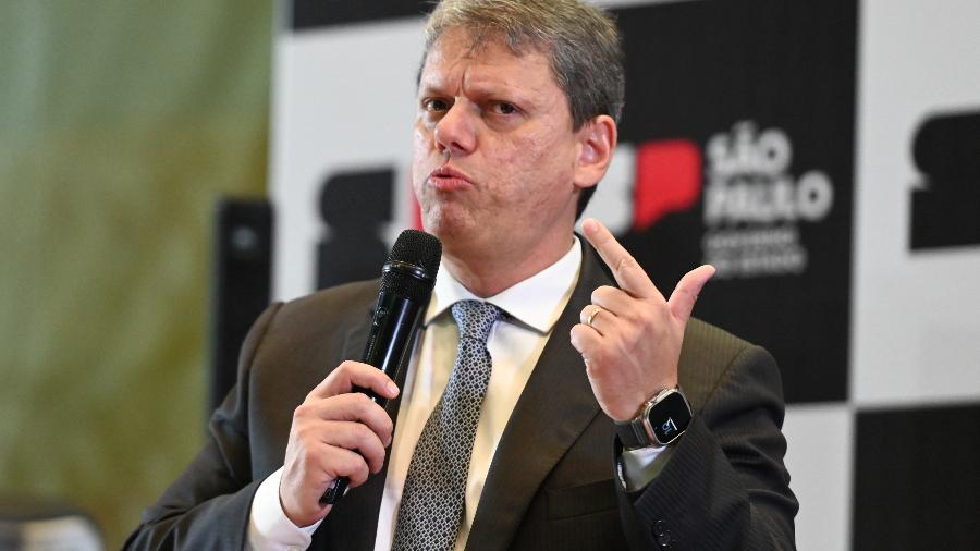 O governador de São Paulo, Tarcísio de Freitas, em evento