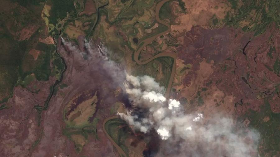 Foco de incêndio em Corumbá, no Pantanal - Planet/SCCON do Programa Brasil MAIS