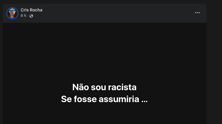 Maria Cristina voltou a postar nas redes na madrugada de hoje, criticando a prisão e negando ser "racista"