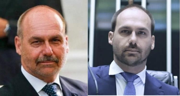 Foto de suposto juiz italiano (à esq.) é imagem adulterada de Eduardo Bolsonaro (à dir.) Foto de suposto juiz italiano (à esq.) é imagem adulterada de Eduardo Bolsonaro (à dir.)