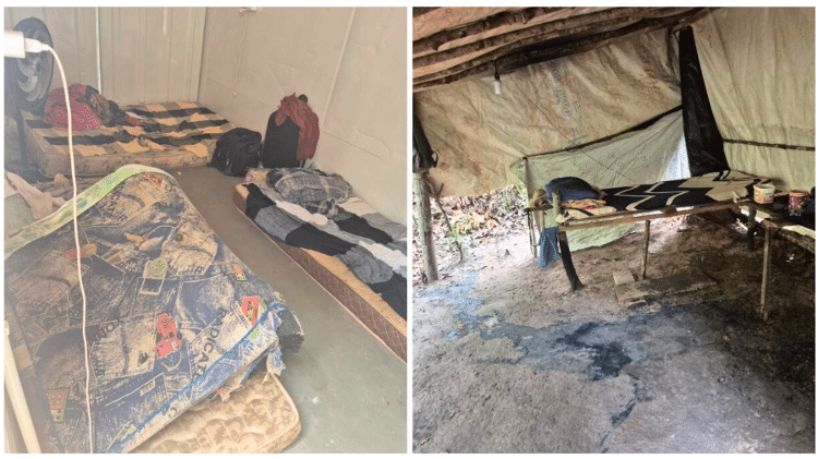 Colchões e camas improvisadas usadas por trabalhadores resgatados em fazenda 