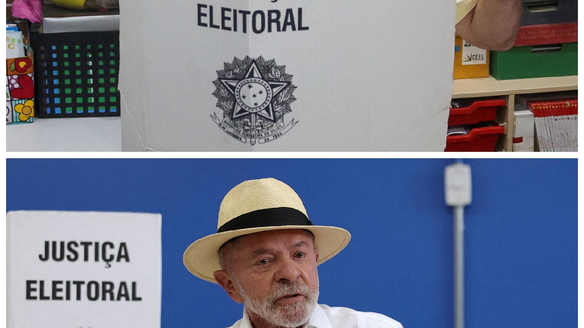 Fotos do senador Flávio Bolsonaro e do presidente e candidato à reeleição Luiz Inácio Lula da Silva no dia do 1º turno da eleição
4 de outubro de 2026
REUTERS/Amanda Perobelli e Ricardo Moraes - undefined