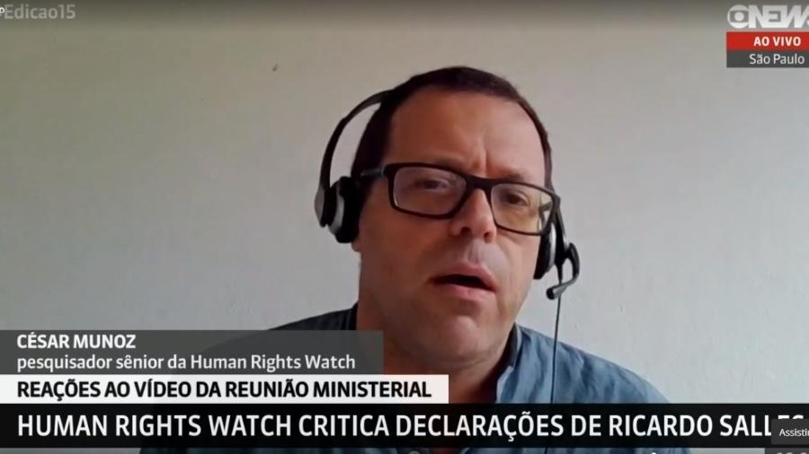 César Muñoz, pesquisador da Human Rights Watch, diz que fala de Salles empodera criminosos na Amazônia - Reprodução