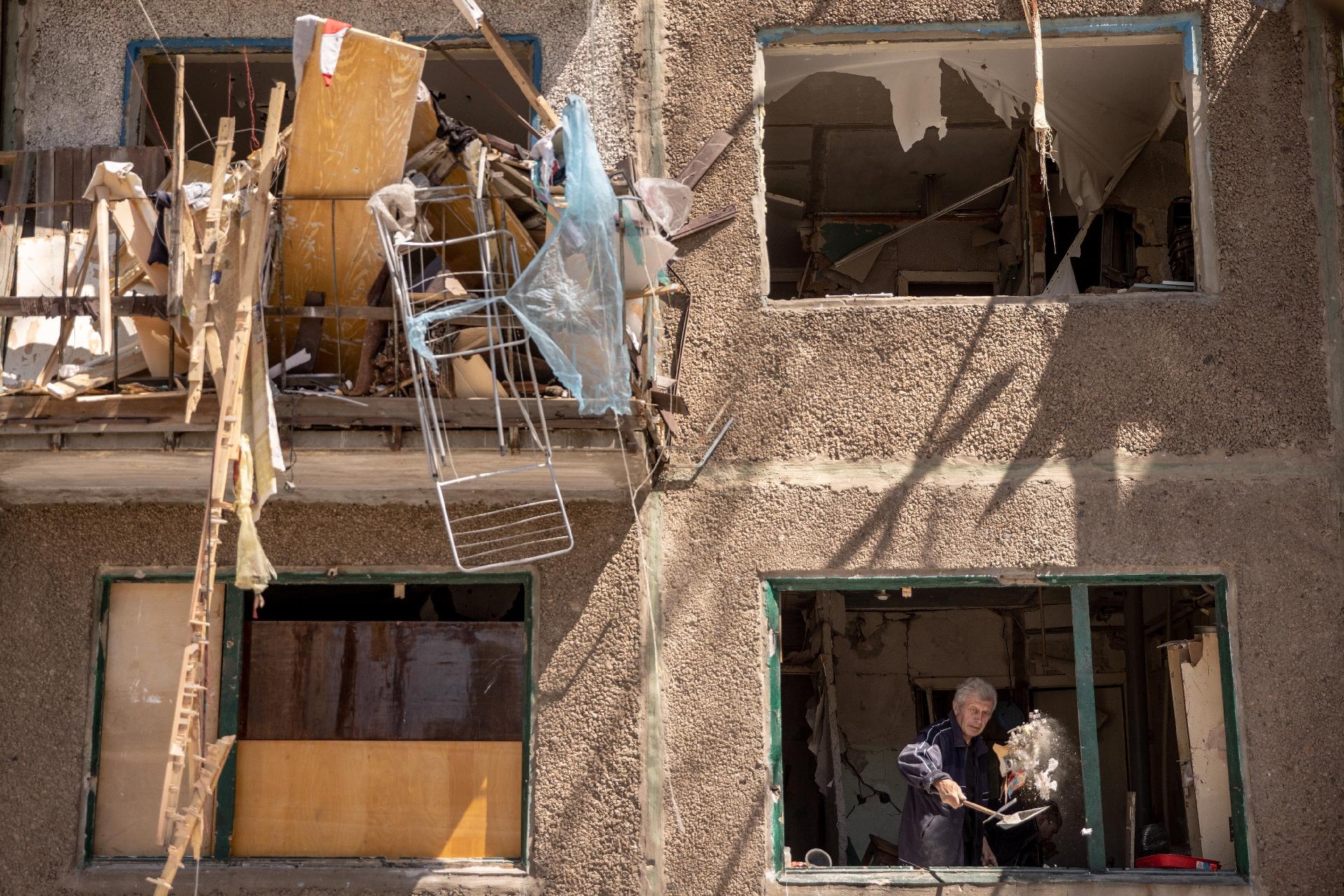 May 6, 2022 - An apartment building was damaged in a Russian missile attack in Kramatorsk, eastern Ukraine, the day before - Chris McGrath/Getty Images