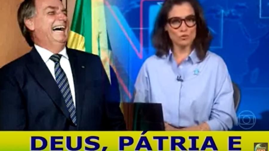 Imagem de vídeo manipulado com fala falsa de Renata Vasconcellos no Jornal Nacional sobre pesquisa eleitoral - Reprodução/YouTube