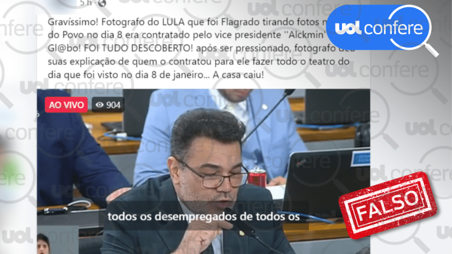 24.out.2023 - Live no Facebook exibe depoimento de fotógrafo da Reuters à CPMI, que aconteceu em agosto, com legenda enganosa