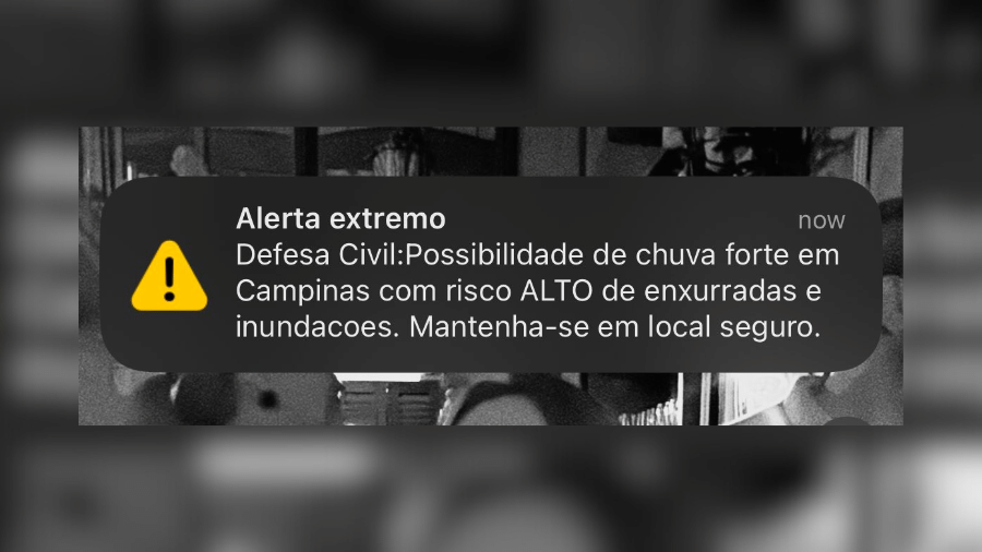 Defesa Civil enviou o primeiro alerta sonoro à população de Campinas (SP) - Reprodução/X/@onlyangeelhs