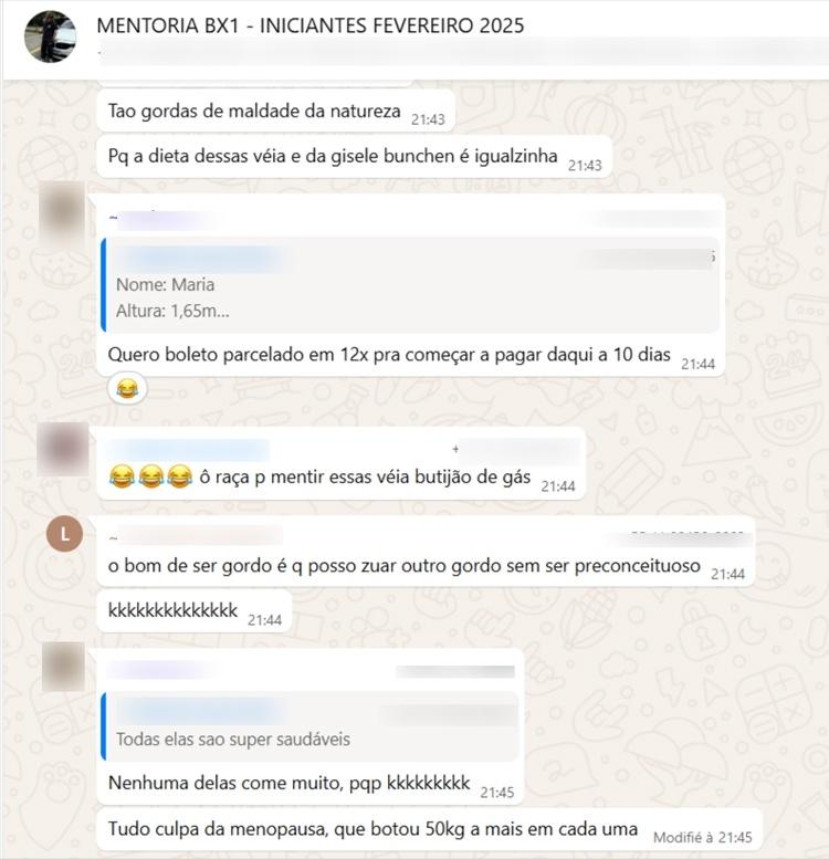Alunos debocham de mulheres que entram em contato querendo emagrecer Alunos debocham de mulheres que entram em contato querendo emagrecer