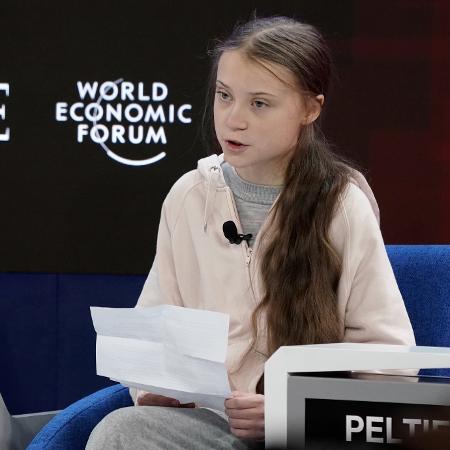 21.jan.2020 - A ativista Greta Thunberg durante Fórum Econômico Mundial em Davos - Denis Balibouse/Reuters