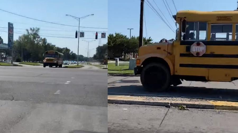 Imagem do vídeo que mostra momento em que o ônibus escolar é roubado  - Reprodução/Facebook