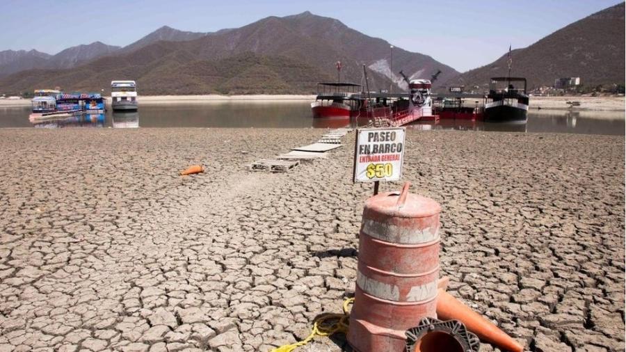 A represa de La Boca, que alimenta a cidade de Santiago, capital do Chile, durante seca severa - Getty Images