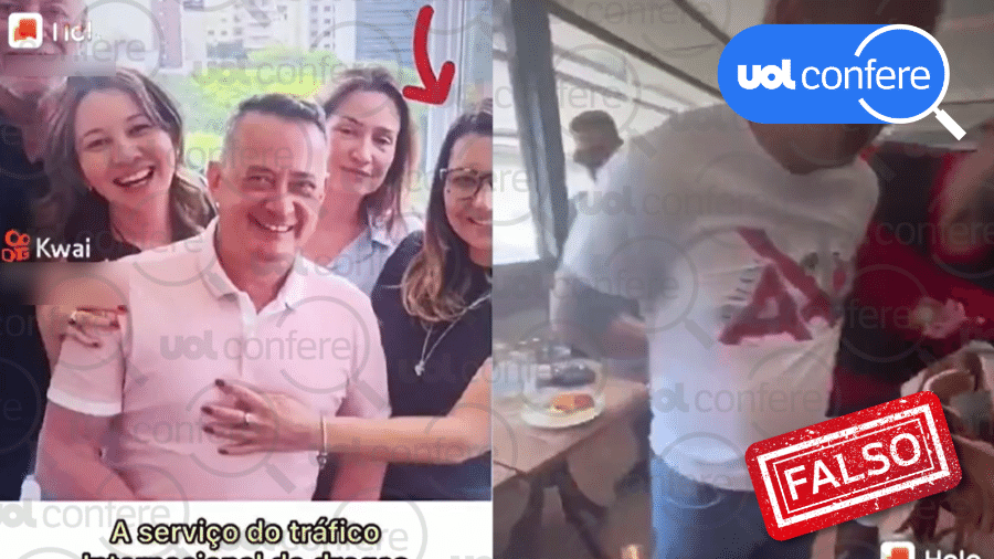 01.fev.2023 - É falso que Janja aparece em foto ao lado de traficante preso no Rio de Janeiro - Arte/UOL sobre Reprodução/Kwai