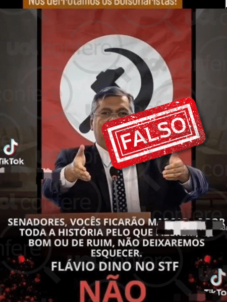 1º.dez.2023 - É falsa suposta gravação do ministro Flávio Dino sobre pretensão de "arruinar a economia" do Brasil