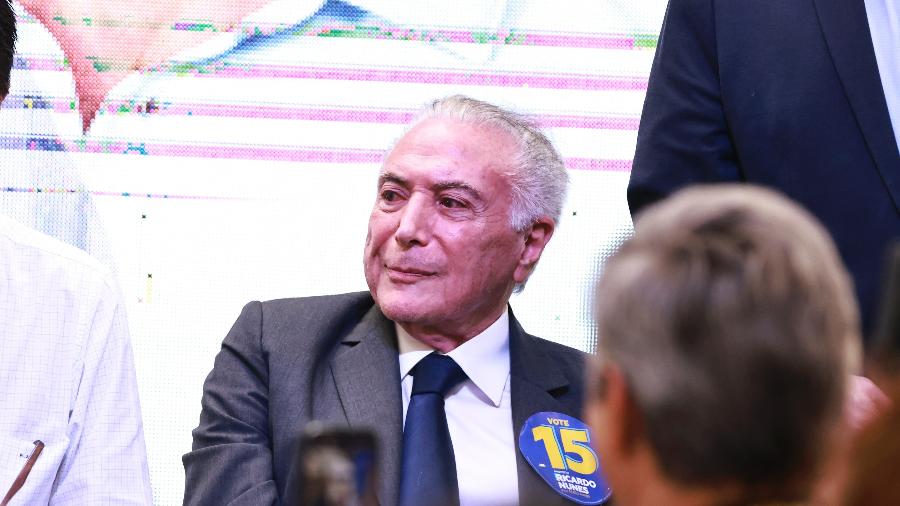 Michel Temer em evento de campanha do atual prefeito de São Paulo e candidato à reeleição Ricardo Nunes