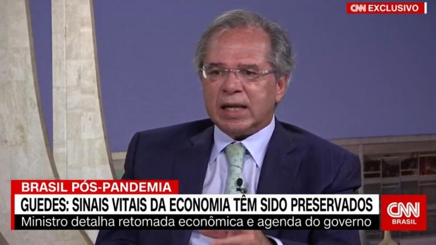 Paulo Guedes durante entrevista ao vivo na CNN Brasil - Reprodução