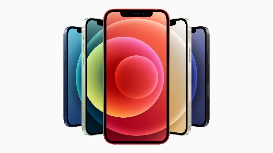 iPhone 12 virá em cinco cores: azul, verde, vermelho, branca e preta - Divulgação/Apple