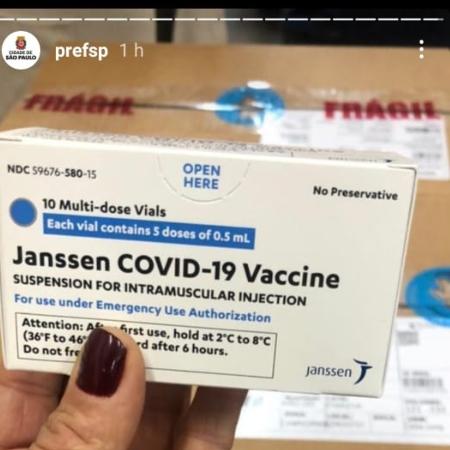 Prefeitura de São Paulo recebe doses da vacina contra a covid-19 da Janssen - Reprodução/Instagram/prefsp