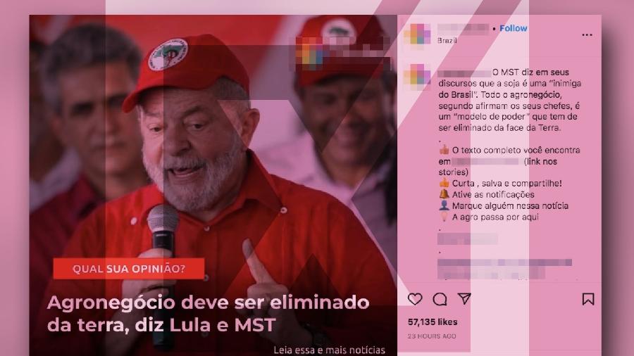 11.ago.2022 - O título do artigo original é diferente e o texto não contém a atribuição da fala de Lula sobre eliminar o agronegócio.  - Projeto Comprova