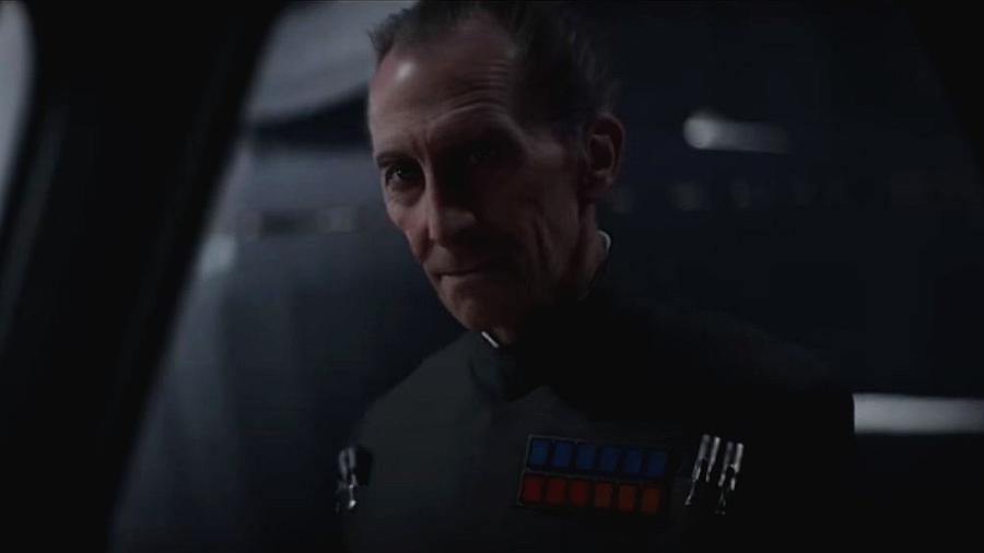 No papel de Governador Tarkin, Peter Cushing, morto em 1994, foi recriado digitalmente para o filme "Rogue One: Uma História Star Wars", de 2016  - Reprodução/ Youtube/ Industrial Light & Magic