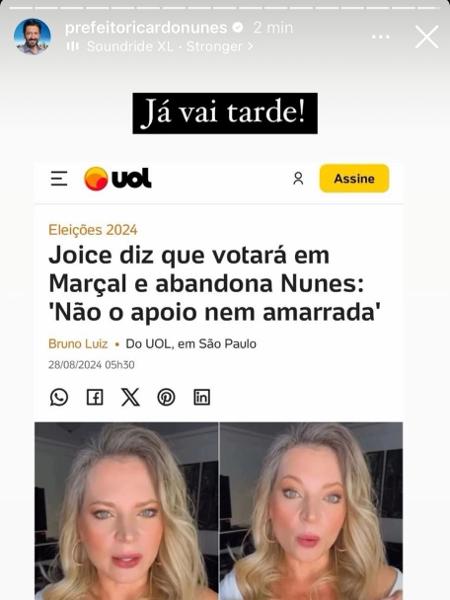 Nunes reage à mudança de lado de Joice