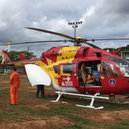 Helicóptero dos Bombeiros que se envolveu em acidente em Ouro Preto - Reprodução