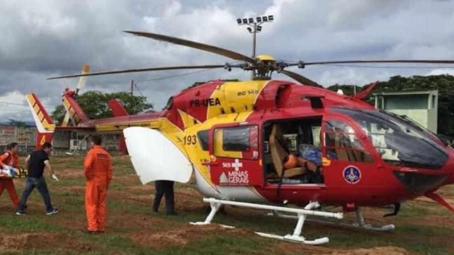 Helicóptero dos Bombeiros que se envolveu em acidente em Ouro Preto - Reprodução