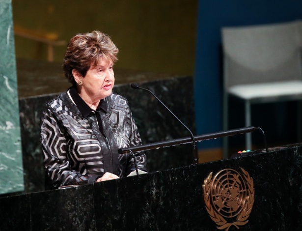 Eva Lavi durante discurso na ONU - Wang Ying/Xinhua