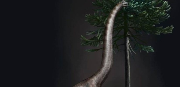 Ilustração de um braquiossauro; dinossauro foi um dos maiores a pisar na Terra  - Davide Bonadonna