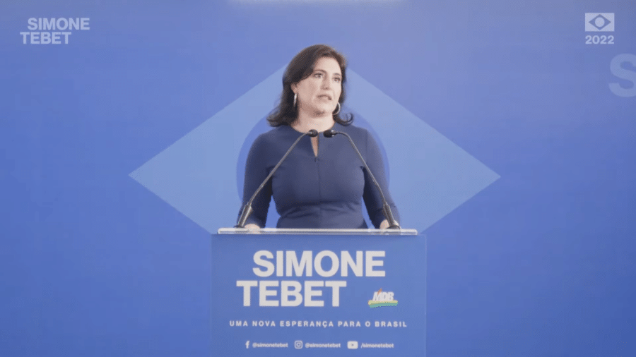 Simone Tebet em lançamento de pré-candidatura para 2022 - YouTube/MDB