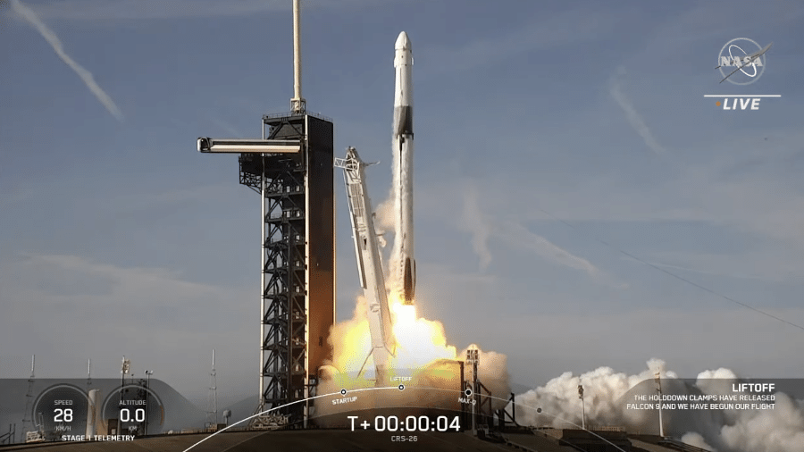 Lançamento da missão CRS26, realizada pela Nasa em parceria com a SpaceX - Nasa