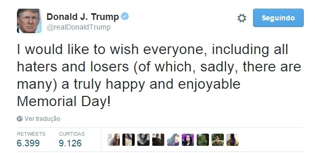 Reprodução/Twitter @realDonaldTrump Reprodução/Twitter @realDonaldTrump