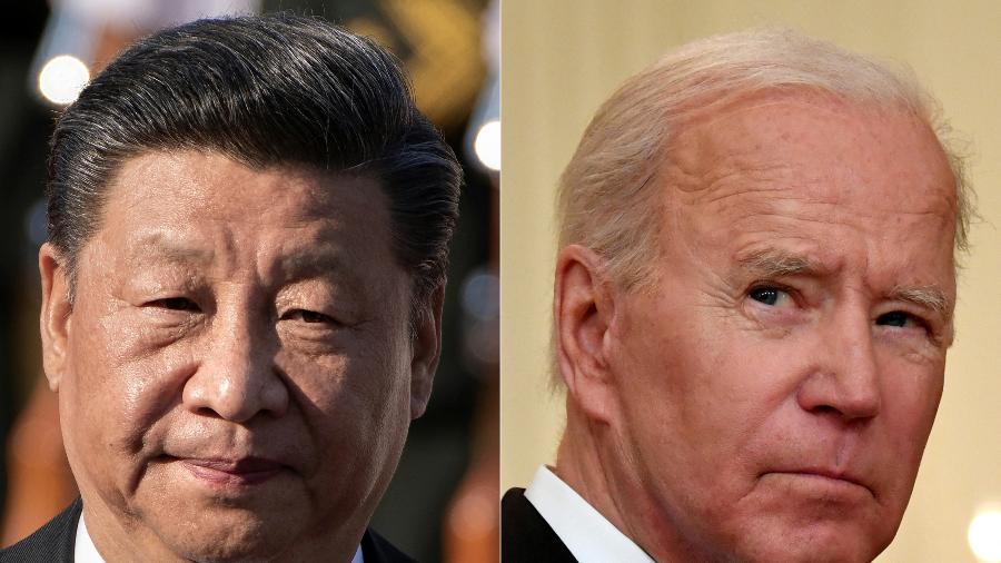 8.jun.2021 - Combinação de fotos mostra o presidente da China, Xi Jinping, e dos Estados Unidos, Joe Biden