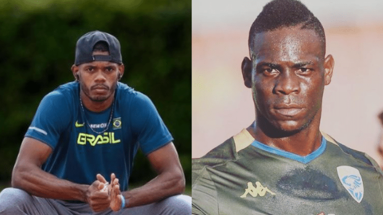 José Ferreira e o jogador de futebol italiano Mario Balotelli. A semelhança física rendeu o apelido ao brasileiro ainda nos tempos em que jogava futebol em Pesqueira