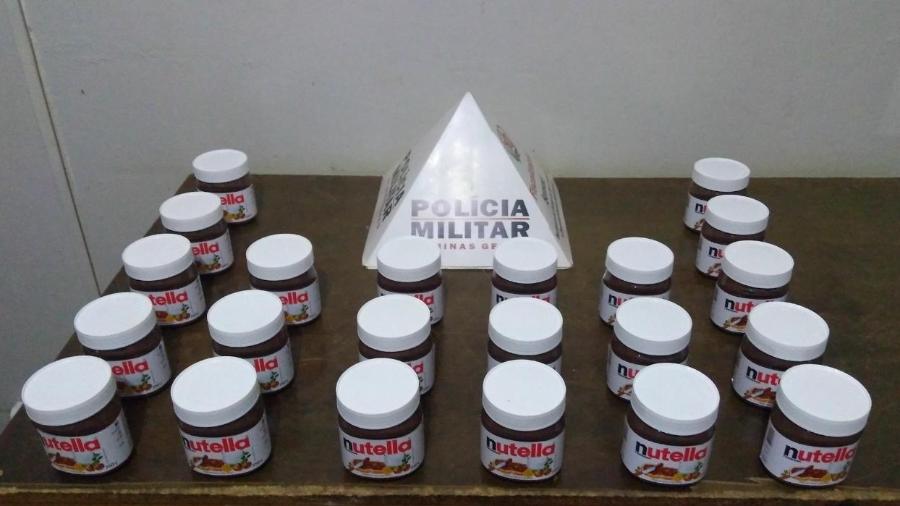 Potes de Nutella furtados de supermercado em Patrocínio (MG) - Divulgação/Polícia Civil MG