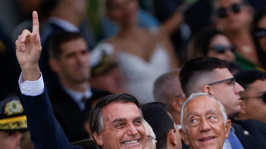 Marcelo Rebelo, presidente de Portugal, ao lado de Bolsonaro - Adriano Machado/Reuters