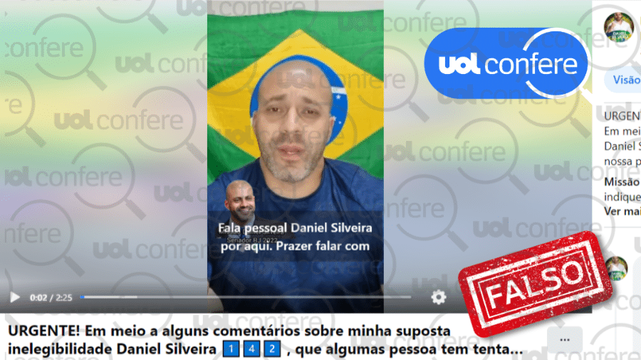 14.set.2022 - Daniel Silveira (PTB-RJ) não está "completamente elegível", como diz post no Facebook - Arte/UOL sobre Reprodução/Facebook