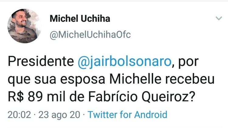 Post em que Michel Uchiha, terceiro sargento da Marinha, questiona Jair Bolsonaro - Reprodução - Reprodução