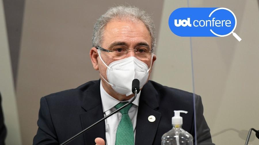 6.mai.2021 - UOL Confere: o ministro da Saúde, Marcelo Queiroga, presta depoimento à CPI da Covid no Senado - Jefferson Rudy/Agência Senado