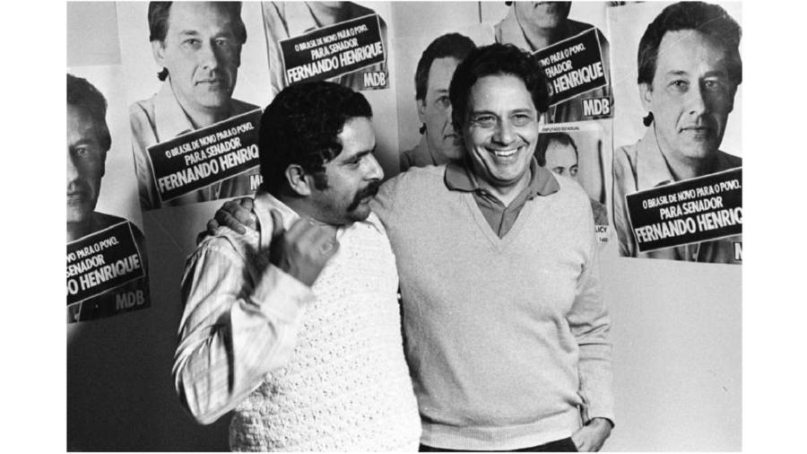Lula e FHC em 1978 no então Sindicato dos Metalúrgicos de São Bernardo. O então apenas sindicalista apoiou o nome do professor de sociologia para o Senado, pelo MDB - Fernando Pereira/AJB