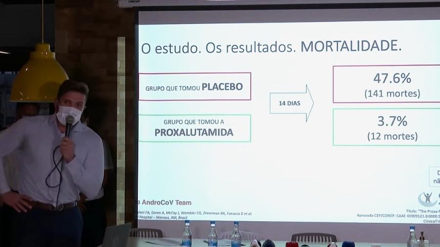 Médico Flávio Cadegiani apresenta "resultados" da pesquisa, em Manaus, em março  - Reprodução/YouTube