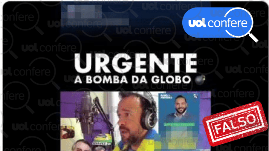 29.set.2022 - A Rede Globo não gravou entrevista com Adélio Bispo, autor da facada em Bolsonaro - Arte/UOL Confere sobre Reprodução/Twitter